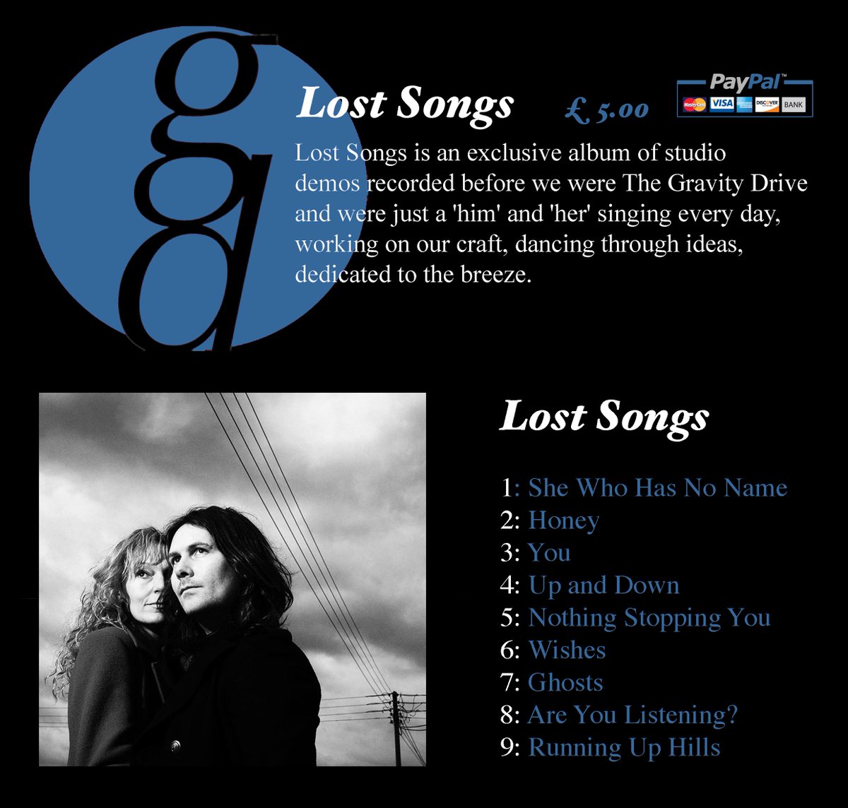 TheGravityDrive's tweet image. 2day we release a new album called 'LOST SONGS'.
Only available to dwnload/stream from our website for just £5.
Click here: thegravitydrive.com/multi
9 studio demos of unreleased tracks recorded BEFORE we became The Gravity Driv #NewAlbum #LostSongs #IlluminatingListen #EaryDays