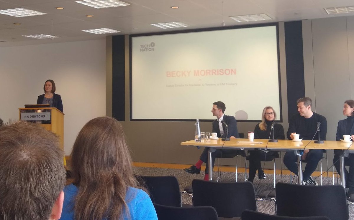 TechNation's tweet photo. Great to have Becky Morrison, from @hmtreasury here at @Dentons this morning for #InsurtechStandards launch.
"These onboarding documents tackle one of the biggest challenges facing insurtechs - partnering with incumbants."
https://t.co/BsSLIDKyUZ https://t.co/WjzR0tfBya