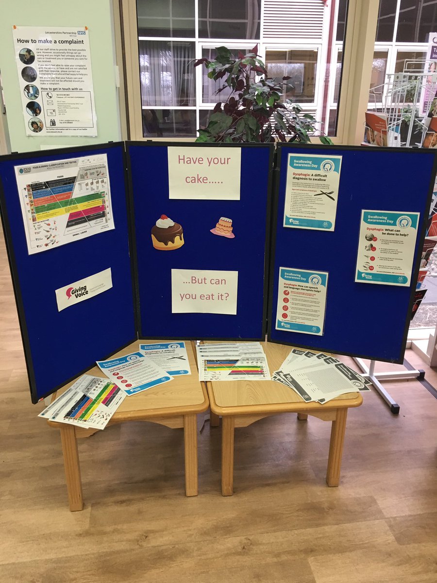 Claire Payne (@larter_claire) on Twitter photo Swallowing awareness day display up at the evington centre to raise awareness of eating and drinking difficulties on our wards <a href="/LPTAdultSpeech/">LPT Adult Speech Therapy</a> <a href="/LPTnhs/">Leicestershire Partnership NHS Trust</a> <a href="/RCSLT/">RCSLT 💙</a> Swallowing awareness day display up at the evington centre to raise awareness of eating and drinking difficulties on our wards <a href="/LPTAdultSpeech/">LPT Adult Speech Therapy</a> <a href="/LPTnhs/">Leicestershire Partnership NHS Trust</a> <a href="/RCSLT/">RCSLT 💙</a>