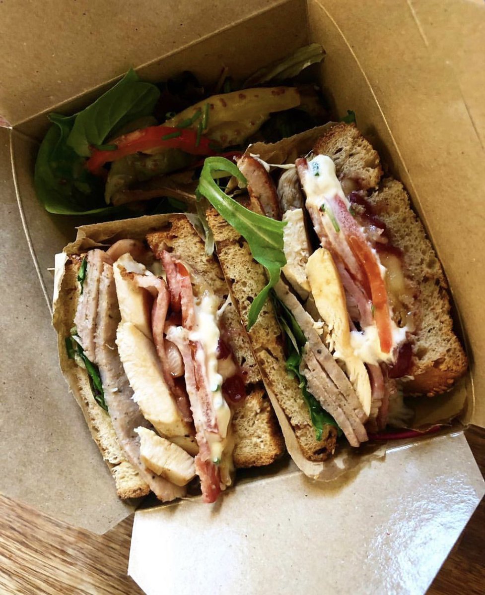 All of the glorious meat in one tasty sandwich to go! 👌🏻❤️🥪 #lunchtime #takeout #foodlover #spacecoffee