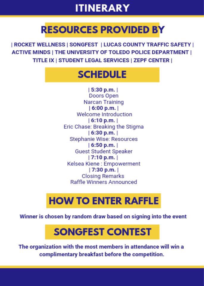 Today is the day🤩 Be sure to stop by the auditorium in the union at 5:30pm to be a part of the Narcan Training event and 6pm for the UT Let’s Talk x Mental Health seminar! You won’t want to miss this chance to learn how you can help us all #RocketToRecovery🚀
