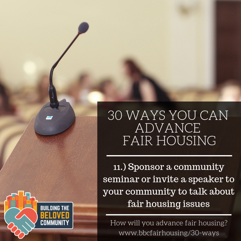 fairhousingnyc's tweet photo. How can you advance #fairhousing in your community? Way #11 - Sponsor a community seminar on fair housing issues. Learn more about the 30 Ways You Can Advance Fair Housing at https://t.co/oZNyIzlhPR #30Ways #BuildingtheBelovedCommunity #communityseminar #FairHousingNY https://t.co/cVteyWse1h