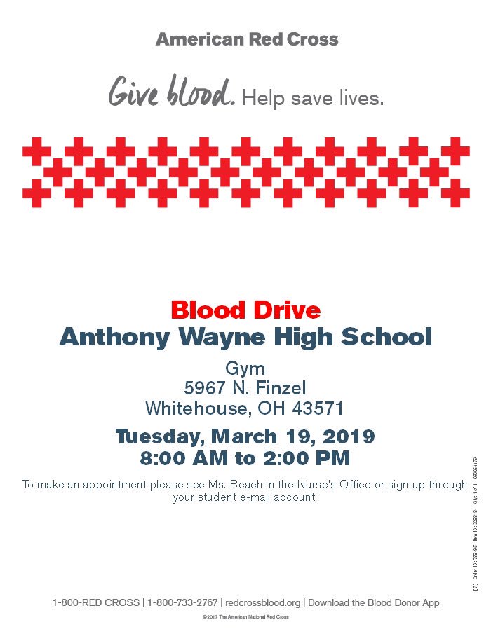 AWHS2019's tweet photo. BLOOD DRIVE!! 

2️⃣: ANTHONY WAYNE
vs
3️⃣: BLOOD EMERGENCY

TUE, MARCH 19TH

7:45 A.M. 

@ THE AUX GYM

THE BATTLE WAGES

SECOND BLOOD DRIVE

NOTHING IS GIVEN

EVERYTHING! MUST! BE! EARNED!

GET ROWDY FOR PIZZA🍕 

#ENDBLOODSHORTAGES

⚪️#GOBLUE #GOGENERALS 🔵 https://t.co/A5PvD7tocp