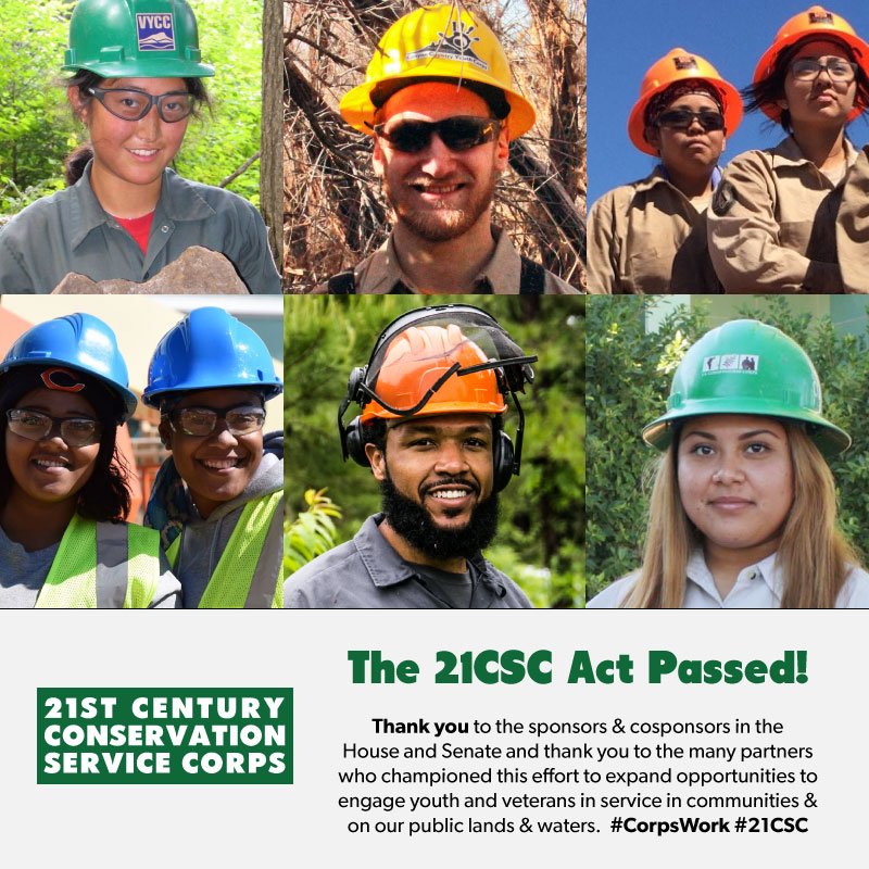 TheCorpsNetwork's tweet image. The #21CSC Act is law! The bill was signed yesterday as part of #LandsPackage2019. Learn what this important step means for Corps &amp;amp; the maintenance of America&apos;s public lands &amp;amp; waters. Thank you to the champions of this legislation #CorpsWork 21csc.org/2019/03/13/21s…