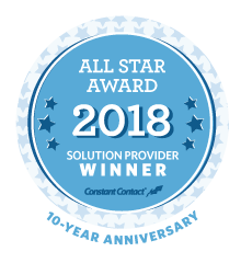 SiyComm's tweet photo. Yay! We were just named a Constant Contact All Star for 2018. Only 10% of Constant Contact customers receive this annual designation for their excellence in customer relationships.Thanks to our wonderful clients who made this possible!  #CTCTAllStar @ConstantContact https://t.co/uj2xR3hejU