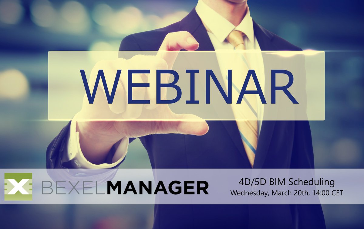 Learn how to use advanced BEXEL Manager features for 4D and 5D BIM analysis. Join us on Wednesday, March 20th, 14:00 CET for a live webinar! 
Register here ➡ bit.ly/2UyMHHT

#BIM #4D #5D #webinar <a href="/BexelManager/">BEXEL Manager</a>