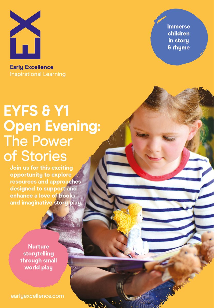 EarlyExcellence's tweet photo. Have you booked your place on our new Open Evening yet?
'The Power of Stories' for EYFS & KS1
At the following venues:
#EExNottsHub Tue 2nd Apr
#EExNorth Thu 11th Apr #EExLondon Thu 2nd May
#EExCambHub Tue 21st May
Book for £5p/p at https://t.co/WuAvCDp4K9 https://t.co/w5487OO6Qh
