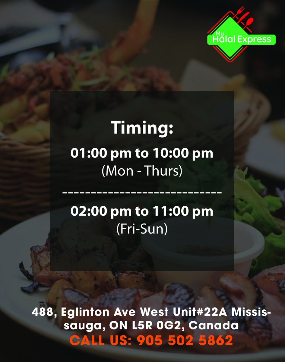 myhalalexpress's tweet photo. If you are looking for best halal food in Canada with reasonable price then visit My Halal Express, Located in Mississauga.
https://t.co/08r6qgTLxc
#Mississauga #canada #food #restaurants #halalfood https://t.co/FcebGHmODF
