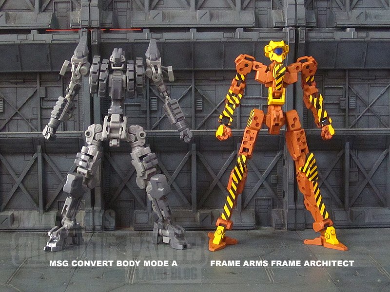 CCydek's tweet photo. Kotobukiya's MSG CONVERT BODY inner frame-type kit size comparisons, with the Convert Body in Mode A (compact).
#Kotobukiya #FrameArms #ModellingSupportGoods #HexaGear https://t.co/3uQ9thGjUD
