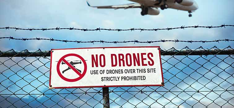 Some no-fly zones for #drones are permanent: airports, prisons, nuclear facilities or military bases. Check before flying. dronerules.eu
