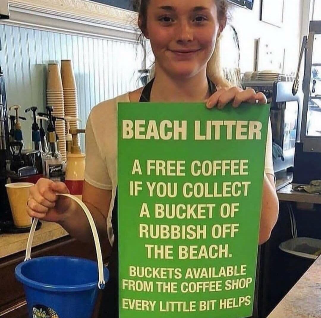#trashtag a bucket of trash for a coffee... Good deal