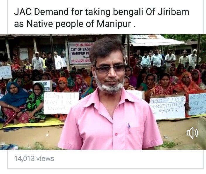 laimacha's tweet photo. JAC demand for inclusion of Bengali as native people of Manipur. Just see the man and those sitting behind him. Their demand shows they are from somewhere. Wake up  Northeast leaders, else we will be doomed. https://t.co/nGfHxwYII0