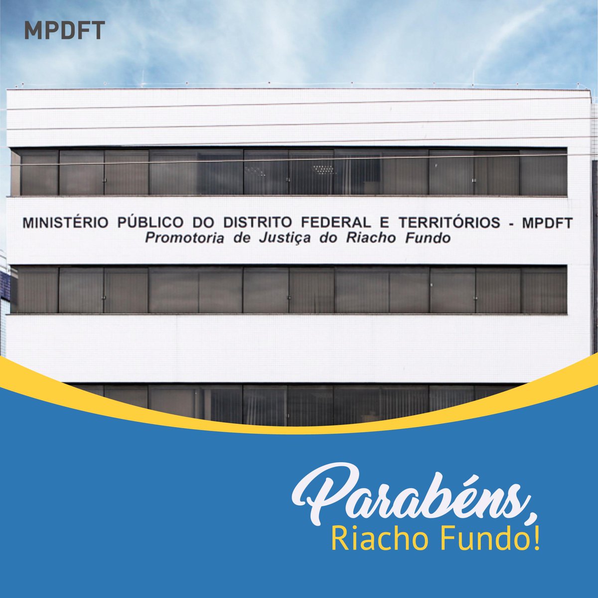 mpdft's tweet photo. 🎂O Riacho Fundo comemora 29 anos hoje.
⠀
🏢Para atender às demandas da população, o MPDFT está presente no CLN 5, Bloco B, Lote 5, Riacho Fundo I-DF.
⠀
#mpdft #RiachoFundo #ministeriopublico https://t.co/SW7Z2IfKBc