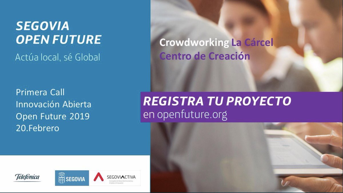 OpenFuture_'s tweet photo. 📢🔎SE BUSCAN EMPRENDEDORES🔎📢
Si necesitas impulsar tu proyecto #SegoviaOpenFuture te espera en la PRIMERA CALL INNOVACIÓN ABIERTA de este año.
#HubLaCarcel es el lugar que necesitas para tu proyecto!!
📝Inscríbete en https://t.co/qF4xbbFngL
#CallOF19 https://t.co/C1rvRTkL7L