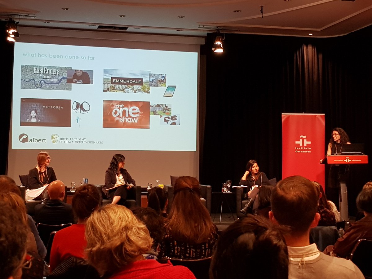 Fascinating insight  by @roser_canela on #sustainability initiatives of the <a href="/Bafta/">BAFTA</a> project @WeAreALBERT  in the #filmindustry and #tvproduction at the Sustainability Conference of #CulturaSostenible in Madrid  at the <a href="/InstCervantes/">Instituto Cervantes</a>. #Cultura2030 #ODS #SDGs