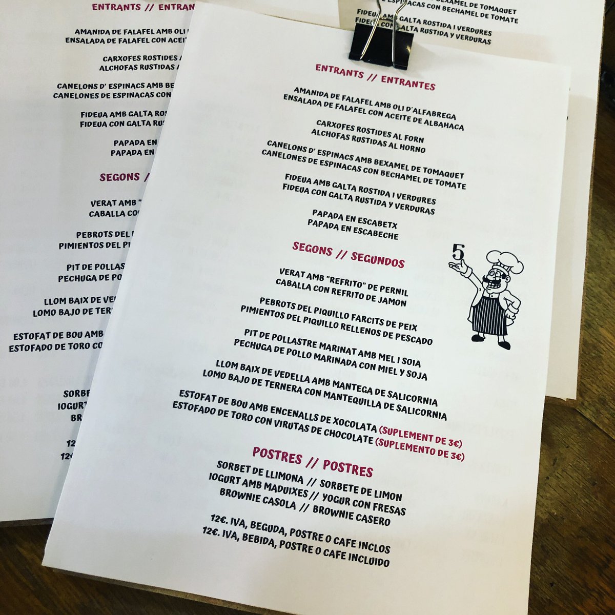 Miércoles !!! Nuestro menú para hoy #telefono #934666473  #restaurant #cinc #santacolomadegramenet #foodie #foodporn #food #restaurante #buenacocina #comer #menjar #gastronomia #santacoloma #yummy #grameneturismo #restaurant #cinc #SantaColomaGastronomica #picoftheday