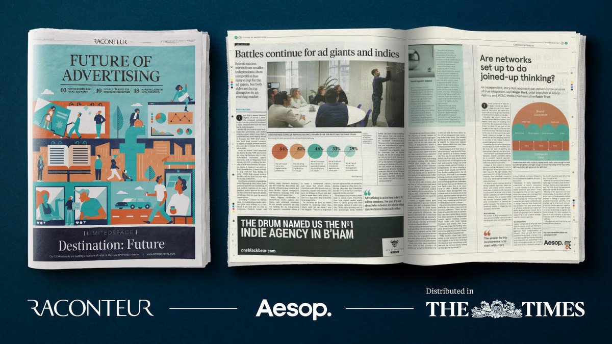 Aesop CEO Roger Hart in <a href="/thetimes/">The Times and The Sunday Times</a> today. Are networks set up to do joined-up thinking? aesopagency.com/storytelling/  #FutureOfAdvertising #AesopAgency #TheTimes #Raconteur