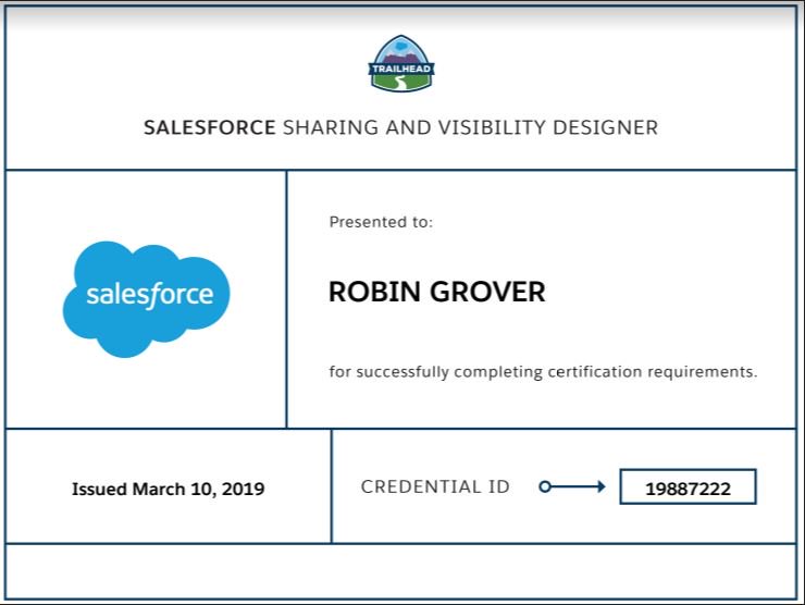 robingrover's tweet image. About last Sunday. 9th down!! #SharingAndVisibilityDesigner. Thank you #Trailhead for wonderful Trailhead content. 
Thank you @ArchLadies @gemziebeth for inspiring towards my #JourneyToCTA
