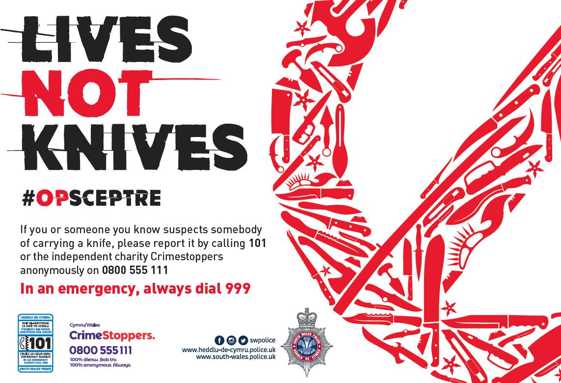 swpolice's tweet image. Do you know someone who is carrying a knife around, or do you suspect that someone is doing so? 

👁‍🗨 Please tell us or @Wales_CS, anonymously, and help prevent some of the tragic circumstances of knife crime. 

#LivesNotKnives #OpSceptre 

^hs