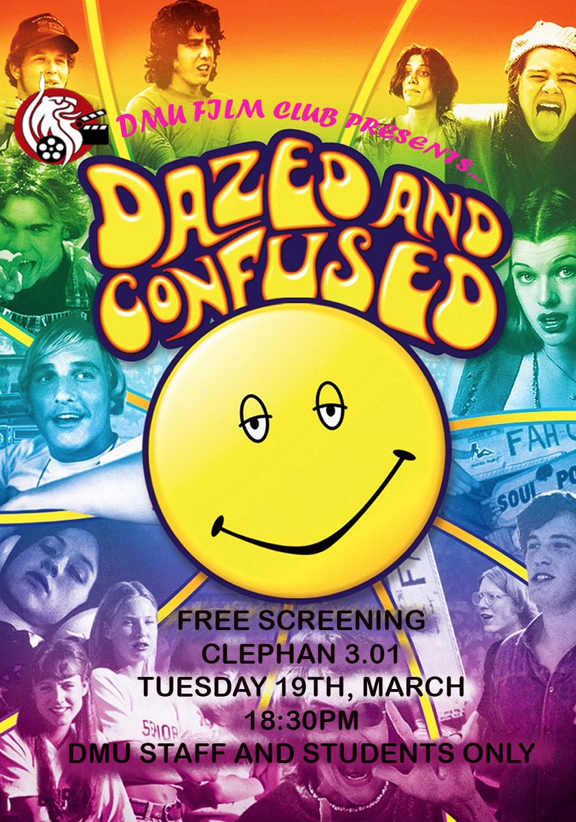 DMUFilmClub's tweet photo. The final screening of our ‘coming of age’ season is ‘Dazed and Confused’ - see it for free @dmuleicester https://t.co/Hm7fvjCpTO