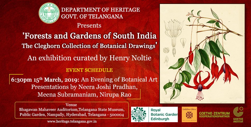 tsdamindia's tweet photo. #HeritageTelangana invites you to be part of an Evening of #BotanicalArt Presentations on 15 March 2019, from 6:30PM by three artists at #TelanganaStateMuseum, Public Gardens. #HughCleghorn #HenryNoltie #CleghornCollection #BotanicalArtPresentations @IndianExpress https://t.co/8M6UivbtJu