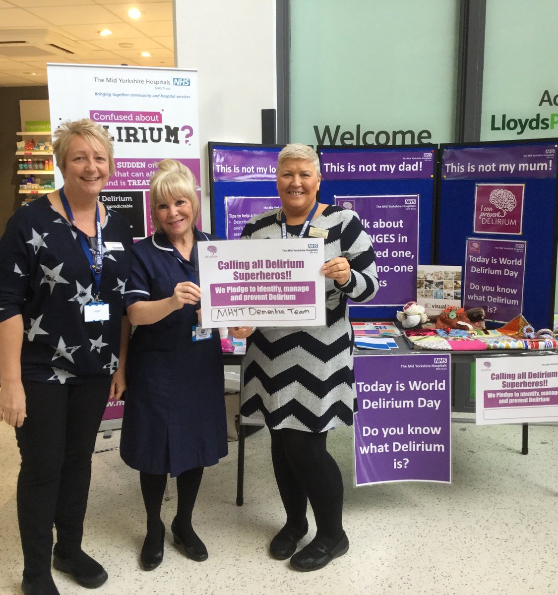 anitaruckledge's tweet photo. Promoting world #Delirium #awareness day, great response to @MYHTDementia stall, lots of pledges and questions from general public
#dementia @Ward41Patriot @DrRachelHoltMYH 
#WDAD2019 https://t.co/2Up5RntHEh