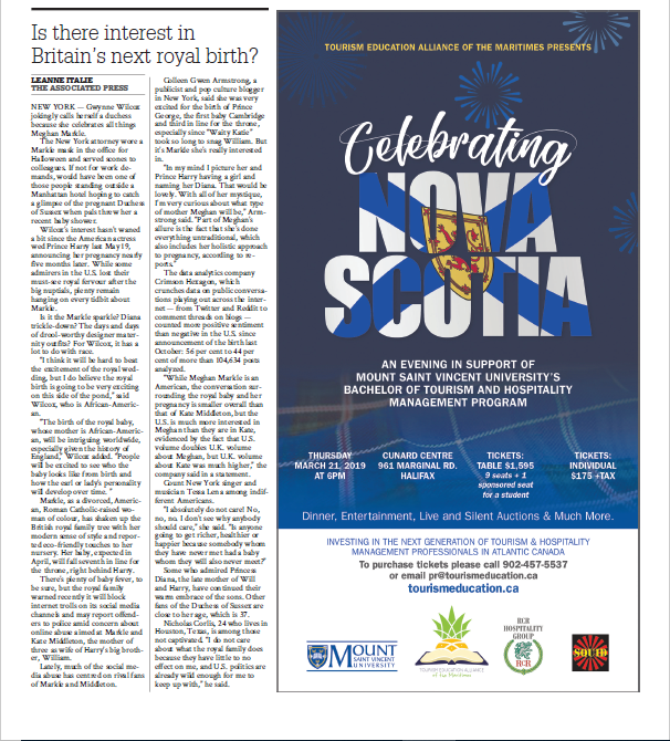 Did you get a copy of the Chronicle Herald today? You can see the TEAM event, Celebrating Nova Scotia on page D3. Tomorrow marks one week to the event. See you there!