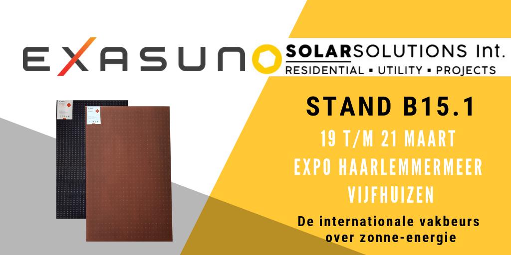 Tijdens #SolarSolutions presenteren we onze X-Glass systemen in de kleuren terracotta en groen. Benieuwd naar de voordelen van Hollandse zonnepanelen? Kom langs in onze stand of bekijk het assortiment in onze webshop. exasun.com