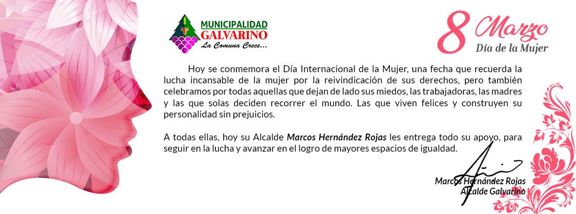 En  el Día Internacional de la Mujer, una fecha que recuerda a toda la sociedad las luchas femeninas por obtener mejores condiciones. Hoy como Alcalde de esta comuna quiero reconocer y agradecer la labor de cada una de ustedes.