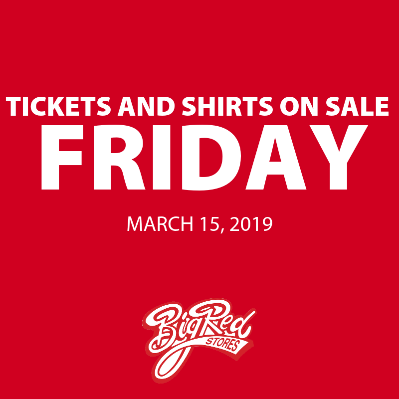 bigredseries's tweet photo. TICKET UPDATE:

Ticket and shirts will be on sale March 15, 2019 at Saline County Big Red Stores! There are only 2,000 tickets and 500 shirts, so buy your shirts as soon as you can! https://t.co/rTwizMo8y9