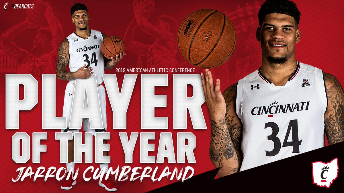 Jarron’s Season:
✔️ 5x Weekly Honor Roll
✔️ 4x Player of the Week
✔️ Unanimous First Team All-AAC
✔️ <a href="/American_MBB/">American MBB</a> 𝗣𝗟𝗔𝗬𝗘𝗥 𝗢𝗙 𝗧𝗛𝗘 𝗬𝗘𝗔𝗥

📝: bit.ly/2u5C9EE

#Bearcats