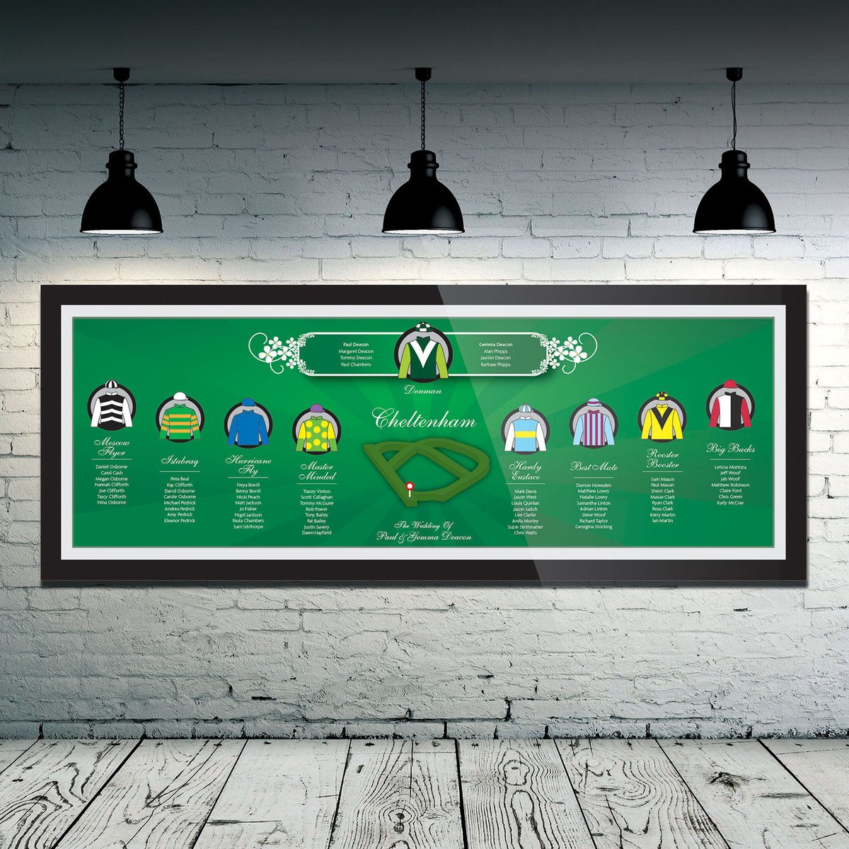 To celebrate <a href="/CheltenhamRaces/">CheltenhamRacecourse</a>, here’s our Horse Racing table plan design in landscape. Choose your silks, circuit and colour scheme to make it your own bespoke design. 
#design #parties #weddings #weddingtableplan #seatingplan #tableplans #bespoke #cheltenhamraces #horseracing