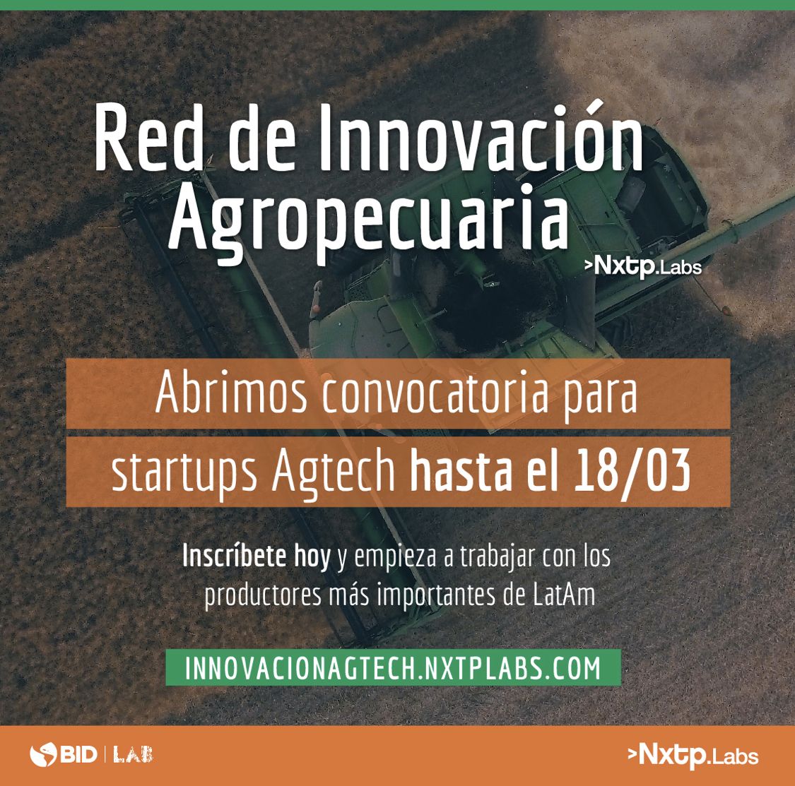 StartupBA's tweet photo. La Red de Innovación Agropecuaria de NXTP Labs abre convocatoria para startups Agtech de LATAM hasta el 18/03. Buscamos emprendimientos de agricultura de precisión, gestión agropecuaria y más verticales que busquen escalar ¡Aplica #NXTPAgtech! https://t.co/XaMnxENEuv https://t.co/n1Q40gtHYj