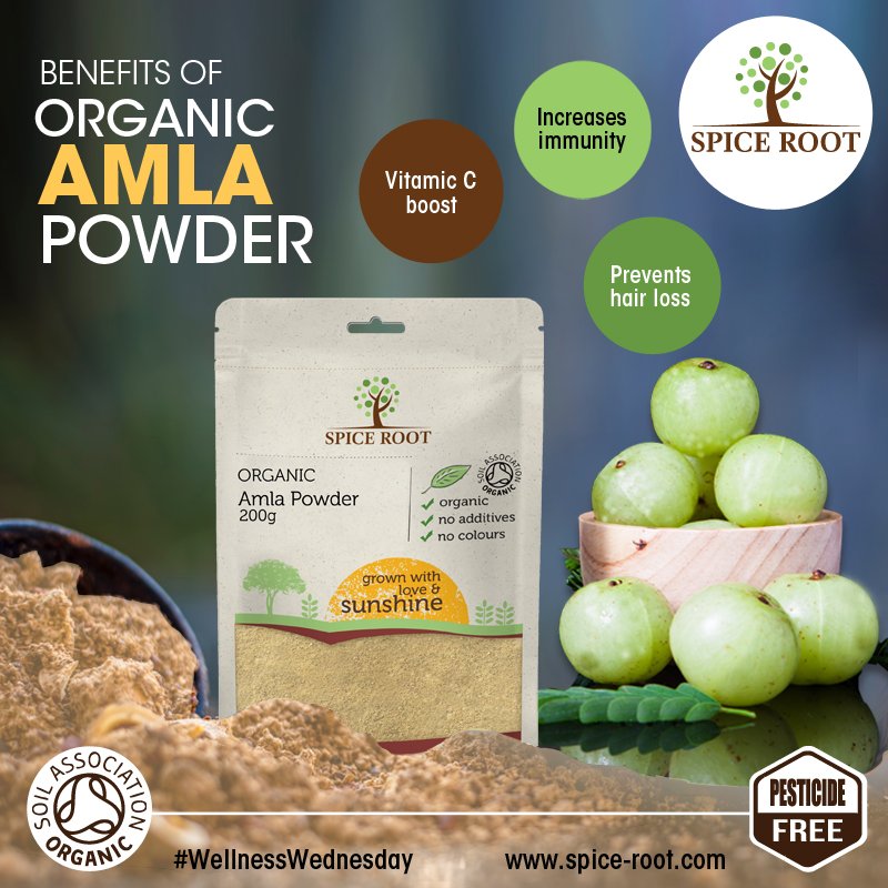 the_spice_root's tweet image. This #WellnessWednesday, give your body some love and care with Spice Root organic Amla powder. Amla is a natural source of vitamin C and high in anti-oxidant and anti-inflammatory properties.🌳🌿
#amlapowder #organicamlapowder #vitaminc #beautyandwellness #organicamla #ayurveda