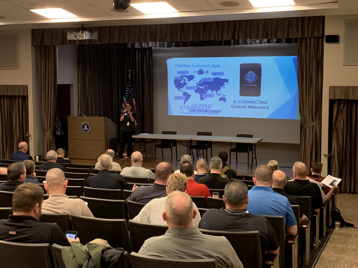 FBINAAQuantico's tweet photo. #FBINAACLS2019 Chapter Officers get to test drive the NEW FBINAA CONNECT APP during an overview presentation by Jennifer Watson, Director of Membership. FBINAA CONNECT is another asset for all Chapters and members to use and stay connected. https://t.co/bJMbLtxu25