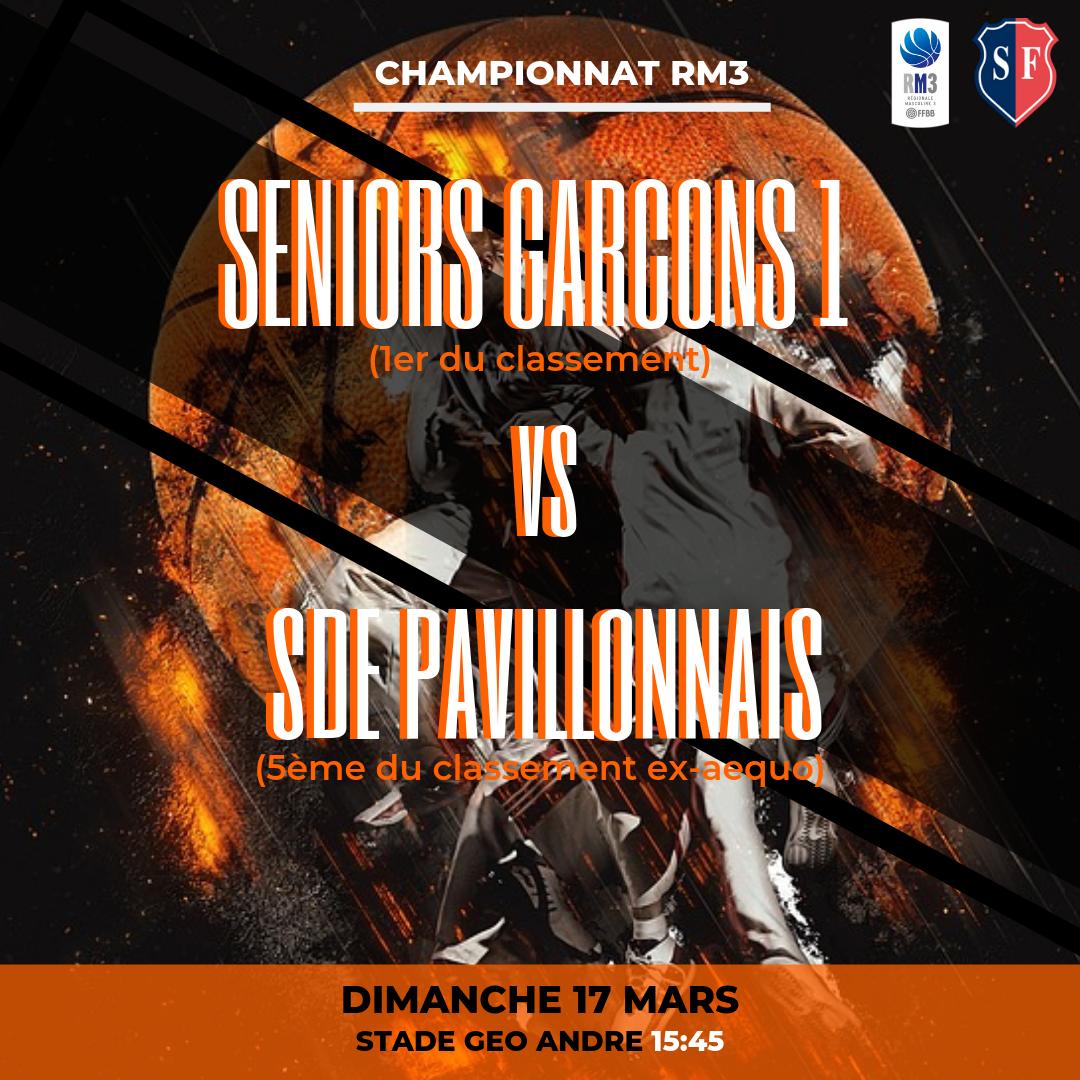 Ce Dimanche 17 mars vous êtes attendus pour supporter les SG1 face aux SDE Pavillonnais au stade Géo André à 15h45 ! 😉🏀 #BeStadeFrançais #Basket #RM3
