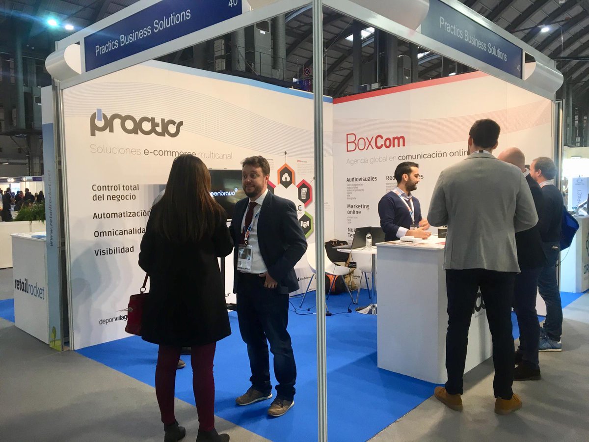 PracticsBS's tweet photo. Segunda jornada en el @eshowesp Barcelona junto a nuestro partner en comunicación online @AgenciaBoxcom  🙌 Ven a vernos y descubre todas las ventajas de nuestras soluciones de #e-commerce multicanal🔝 https://t.co/fxMqlmVgub