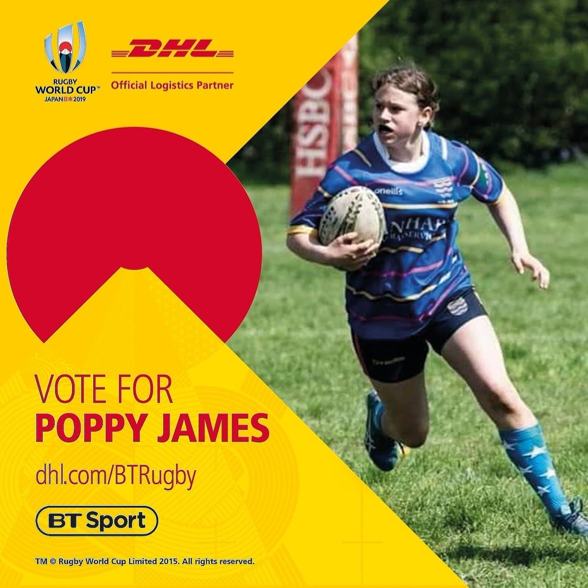 WRFC_girls's tweet photo. The last day of voting to help 15 year old #PoppyJames  get to the #RWC2019 only girl in the #DHLRugbyMoment needs lots of votes. Thank you @UR7s @Premier15s @Aussie7s @BlackFerns @AllBlacks7s @fijirugby please help. https://t.co/cXuSyZ3whQ  and https://t.co/x0Gl82WHRo https://t.co/v8Y4ZLMFT7
