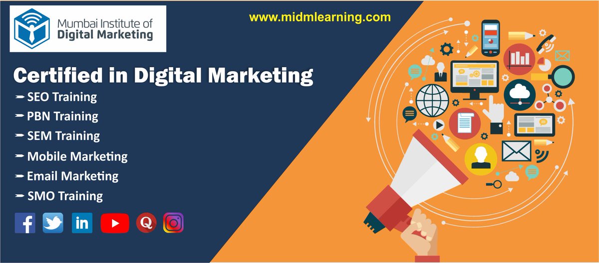 MidmLearning's tweet image. MIDM Offers best Digital Marketing Courses in Mumbai which can be experienced while in learning with us. It is the only Digital Marketing Training Institute which offers flexibility in the batch timings also our training courses can be completed online via our high end paid tool