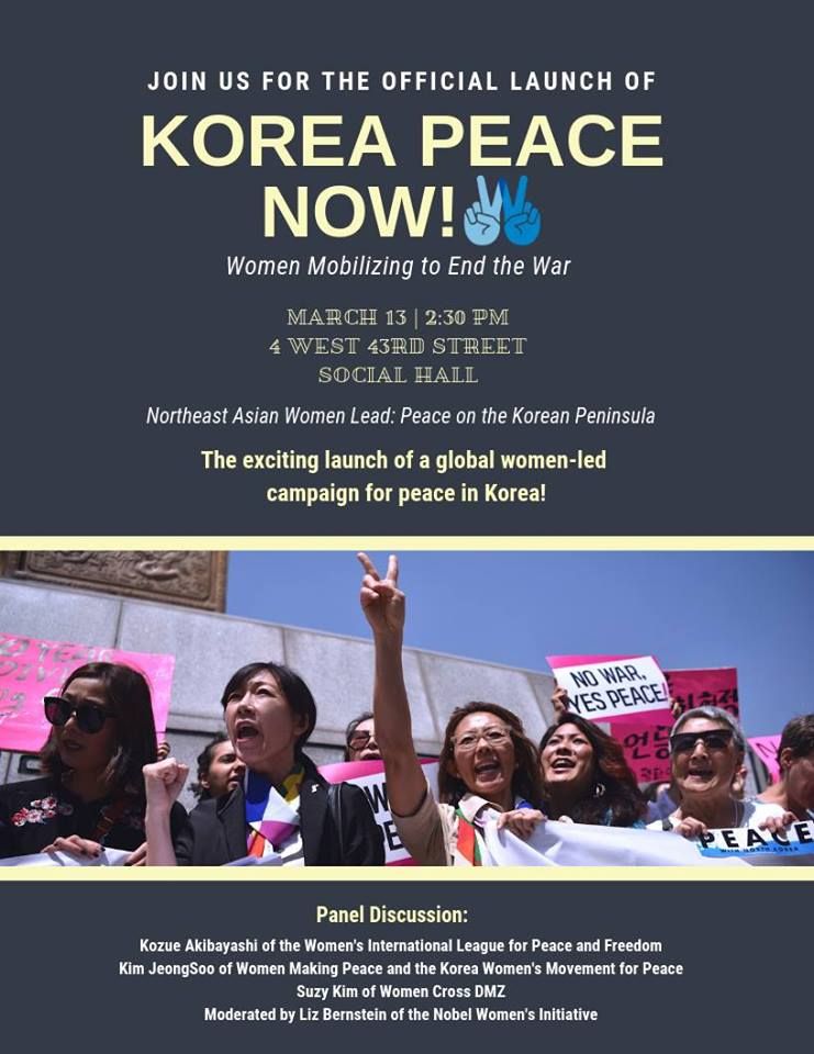 WILPF's tweet photo. Today! Join @womencrossdmz @nobelwomen @wilpf and the Korean Women’s Movement for Peace as we officially launch #KoreaPeaceNow, calling for an end to the Korean War and for women’s inclusion in the peace process:  https://t.co/XzOH9q1SPg

Get to know more: https://t.co/XzOH9q1SPg https://t.co/d4ImeDVGkg
