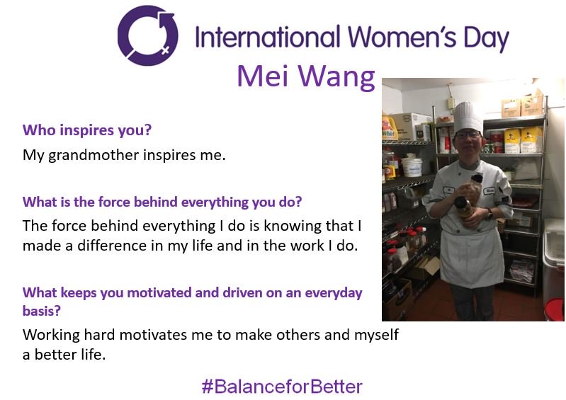 To celebrate International Women's Day, we are taking the month of March to recognize our strong women who are our mothers, sisters, friends and colleagues. Today we celebrate Mei Wang, May is a culinarian that is inspired by her grandmother. #marriottinternational #eastonsgroup