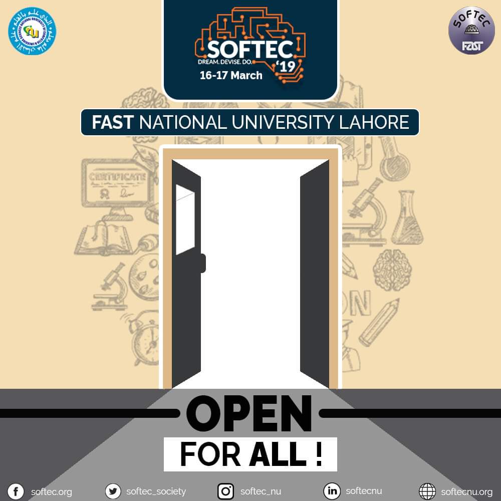 softecfast's tweet photo. Today, when access to technology is a privilege rather than your right, SOFTEC aims to break the chain and make the world innovation open for all. Don't worry if you're not from FAST, because SOFTEC is open for all!
#SOFTEC2019 #ITExtravaganza #DreamDeviseDo #SOFTECOpenForAll https://t.co/Bzd9xnpkFE
