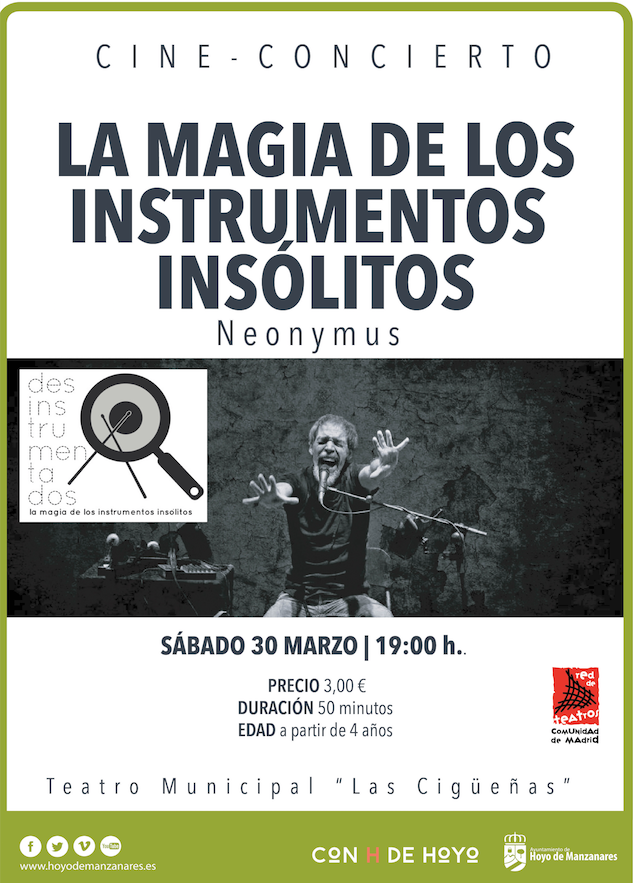 Desinstrumentad's tweet photo. 🤩 Nos vemos en #HoyoDeManzanares el sábado 30 de marzo. Tenemos #concierto didáctico familiar con @neonymus y proyectaremos el corto #Desinstrumentados La magia de los instrumentos insólitos. ¡Os esperamos! #música #cine #VivelaSierra https://t.co/xVzhQTwbRE