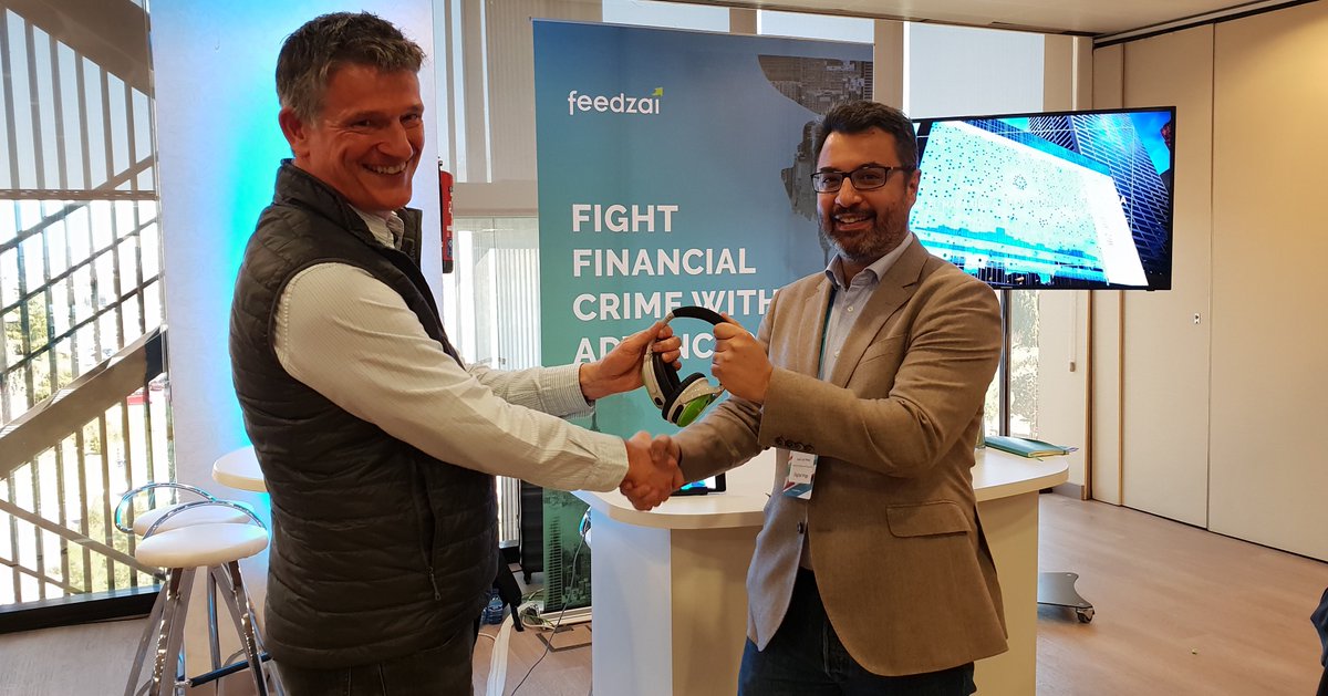 feedzai's tweet photo. Congratulations to Bose custom-made headphones winner José Luis from Digital Virgo! #DigitalVirgo #MLSpring19 @Money_LIVE_ https://t.co/WM4pncE7Ke