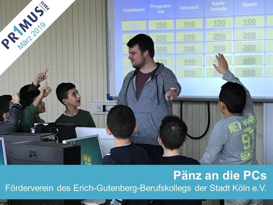 EGBKoeln's tweet image. Die Pänz und wir freuen uns sehr über den #PrimusPreis des Monats März 👍 #EGBKoeln IT-Azubis begleiten dabei Grundschulkids bei ihren ersten Ausflügen in die #Computerwelt @StiftungBuG #SmartSchool #DigitaleBildung #BeruflicheBildung #PänzandiePCs
