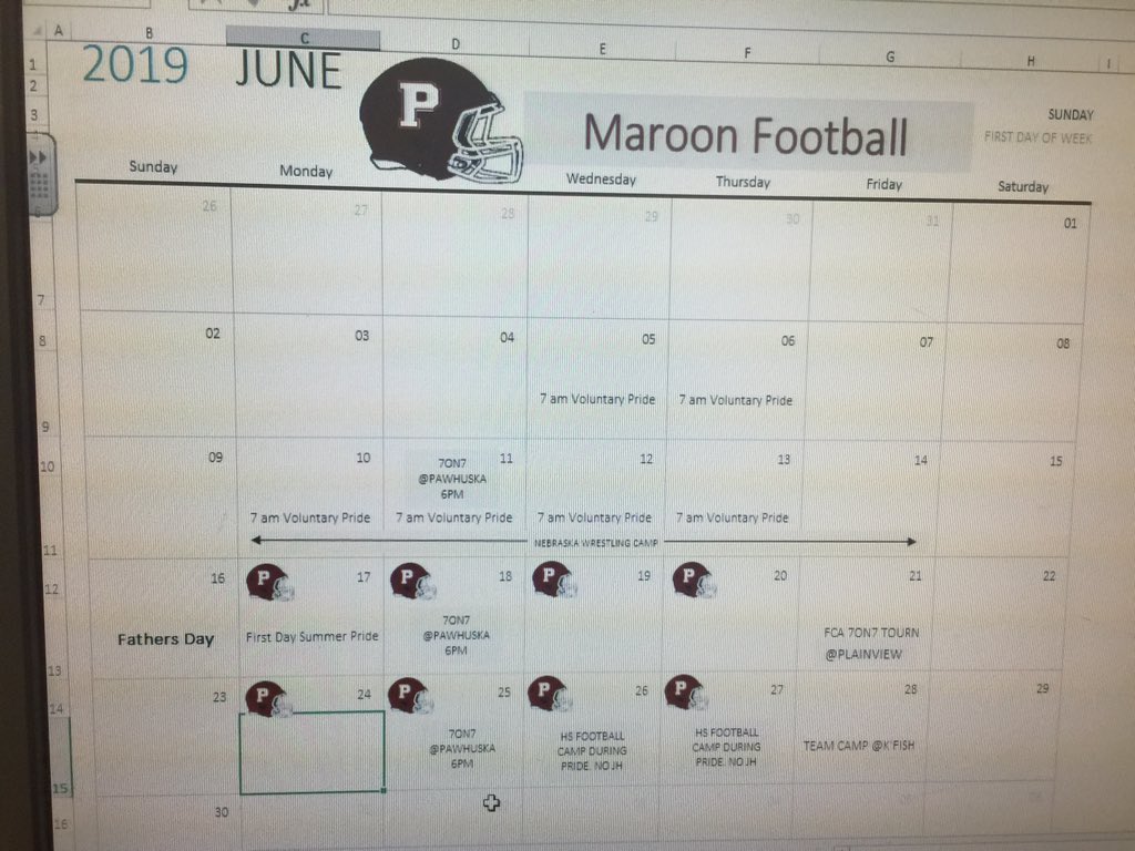 MaroonFB_TEL's tweet photo. Tentative schedule for spring and summer football. We will have a player meeting after spring break. #TEL https://t.co/dIAZWZBpR1