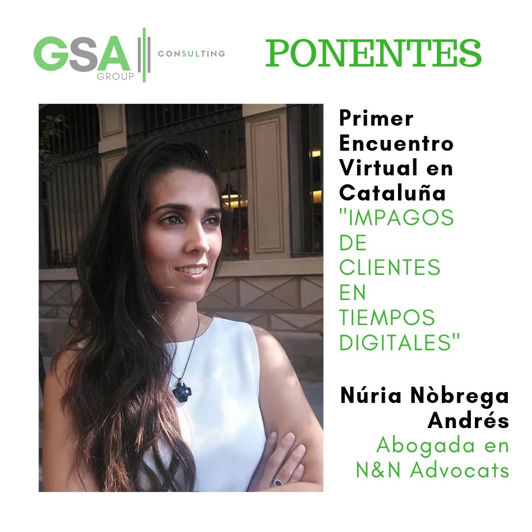 GSA__GROUP's tweet photo. Os presentamos a Núria Nóbrega Andrés, Abogada y Socio-directora del Bufete N&amp;N Advocats. Próximamente, ponente en #GSAGroupConsulting para hablarnos de como lidiar con los impagos de los clientes en la era de comercio electrónico. #gsagrouptips #icab  #Lawyers #ciberseguridad https://t.co/AmY7pqVkeS