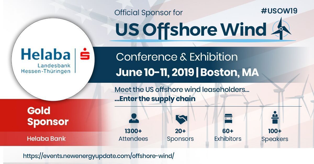 RE_Windpower's tweet photo. We're proud to announce that @Helaba is a proud gold sponsor of the US Offshore Wind 2019 Conference and Exhibition!
Check out the website to find out more about the event at >> https://t.co/63IJPvIqa7
#USOW19 #WindPower #OffshoreWind #FloatingWindFarms https://t.co/oCwJsA3BL0