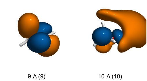 iwatobipen's tweet photo. Visualize HOMO LUMO with psi4 #RDKit #psi4 #psikit https://t.co/mIji0Hsgj7 https://t.co/Q60CWhwPZ0