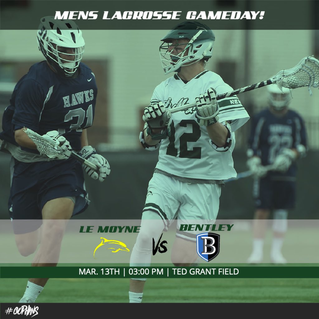 LeMoyneMLax's tweet photo. Big conference game for the Phins today!  We take on Bentley at 3pm on Ted Grant Field!  Here we go Phins! 🐬#HY https://t.co/6veeZqRB2a
